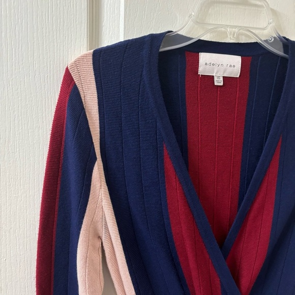 Adelyn Rae Knit Stripe Maxi Dress Long Sleeve Faux Wrap Pleated Skirt Women’s XS - Picture 6 of 15